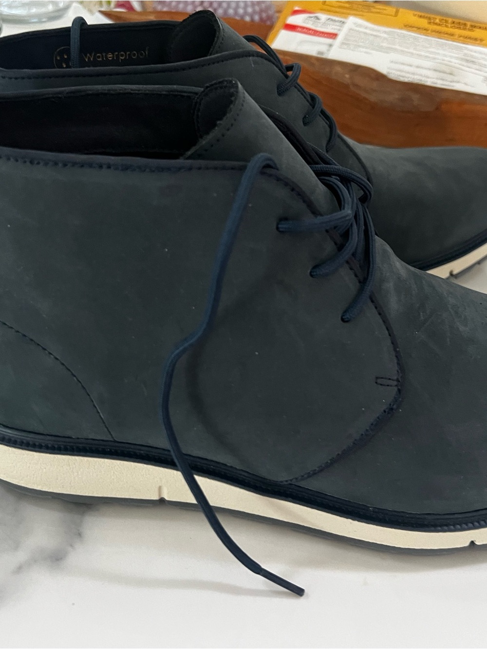 Swims Men's Chukka Boots in Dark Blue and White